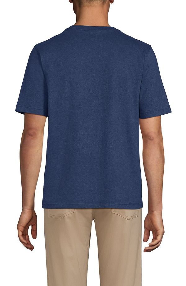 ランズエンド メンズ トップス Tシャツ Lands End SuperT Short Sleeve TShirt with Pocket Nautical Blue Heather ヘザー