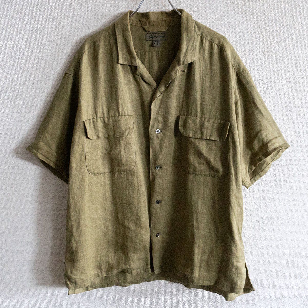 【美品】NIGEL CABOURN【OPEN COLLAR SHIRT LINEN TWILL】48 リネン オープンカラーシャツ ナイジェルケーボン 26060368