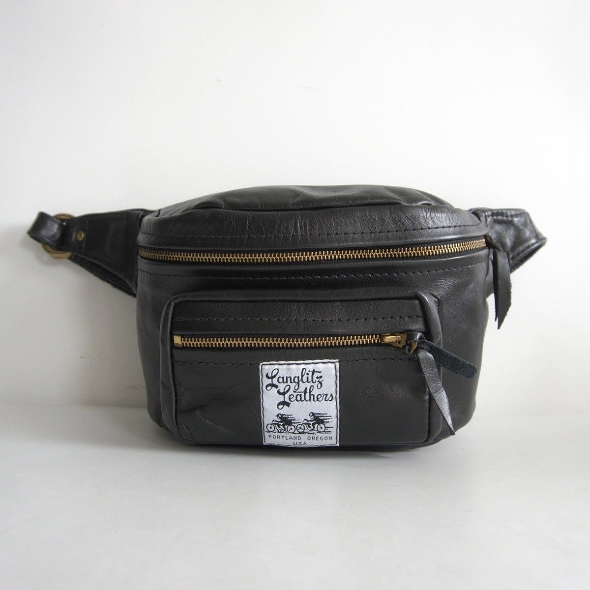 美品】Langlitz Leathers【ウエスト ボディ バッグ】ブラック ラング