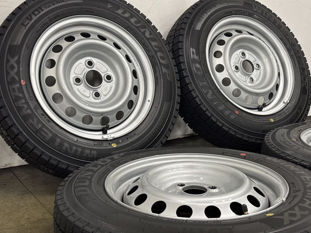 ラベル付き未走行】スチール 14in 5J +40 PCD100 ダンロップ