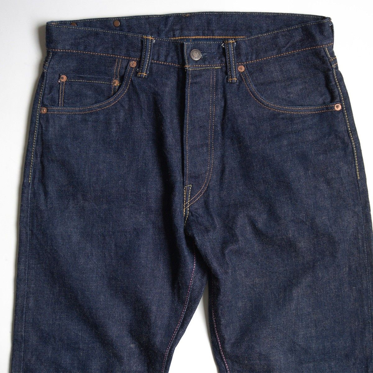美品】 桃太郎ジーンズ【銅丹レーベル ストレート】デニムパンツ W32 