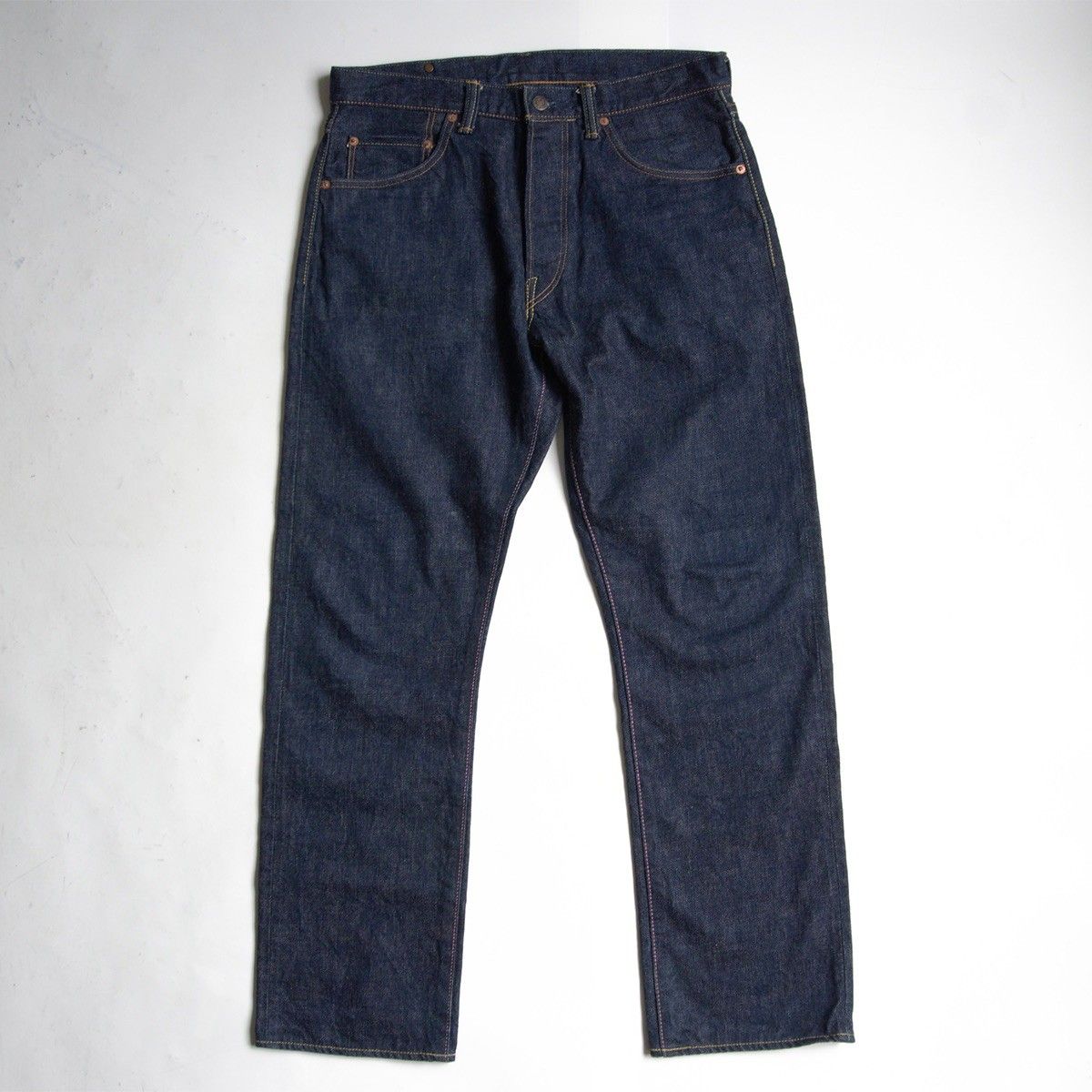 美品】 桃太郎ジーンズ【銅丹レーベル ストレート】デニムパンツ W32 
