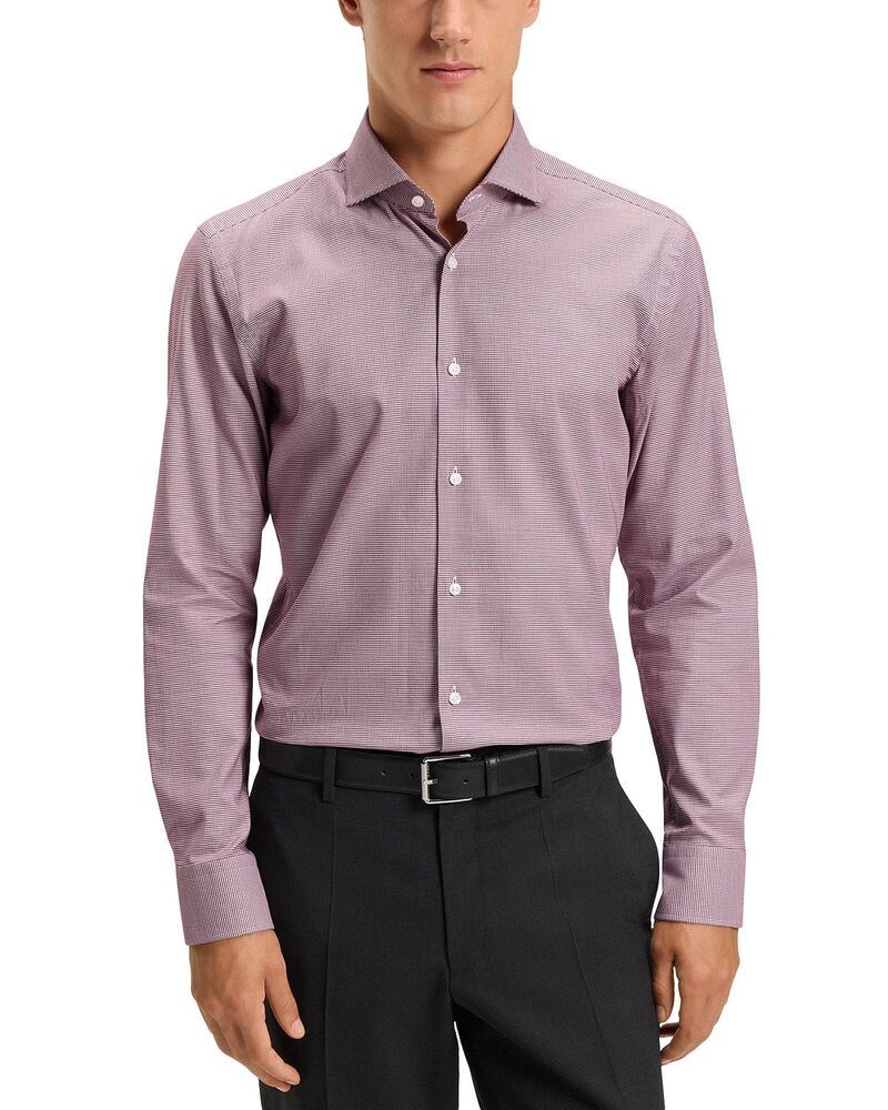 ボス メンズ トップス シャツ スリムフィット BOSS Hank Spread Collar Slim Fit Dresshirt Dark Red レッド