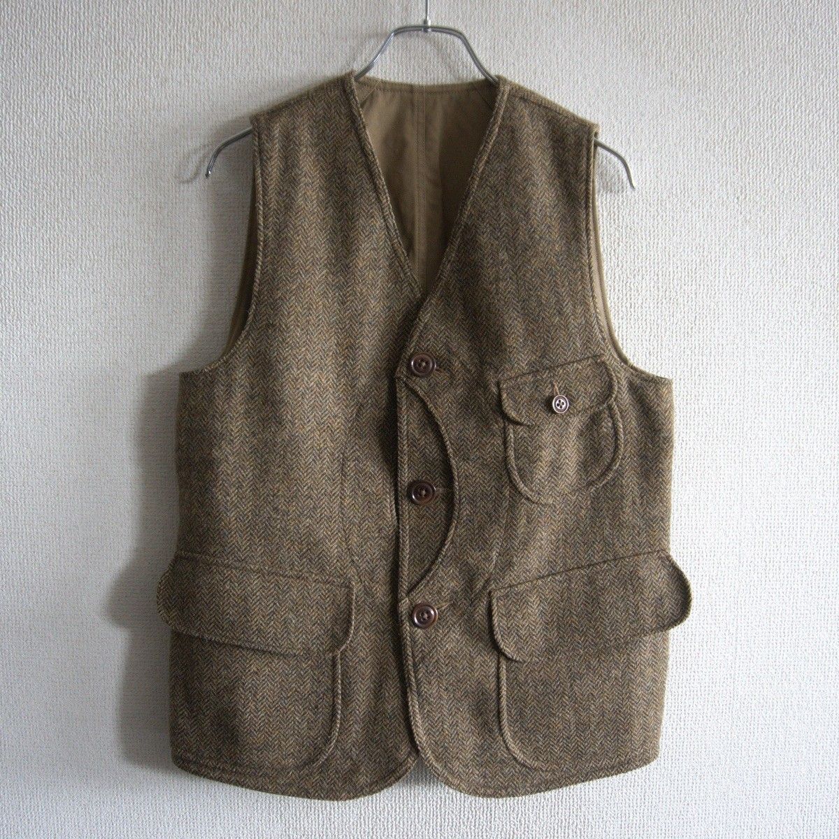 名作】RRL【リバーシブル ハンティング ベスト】ヘリンボーン ツイード