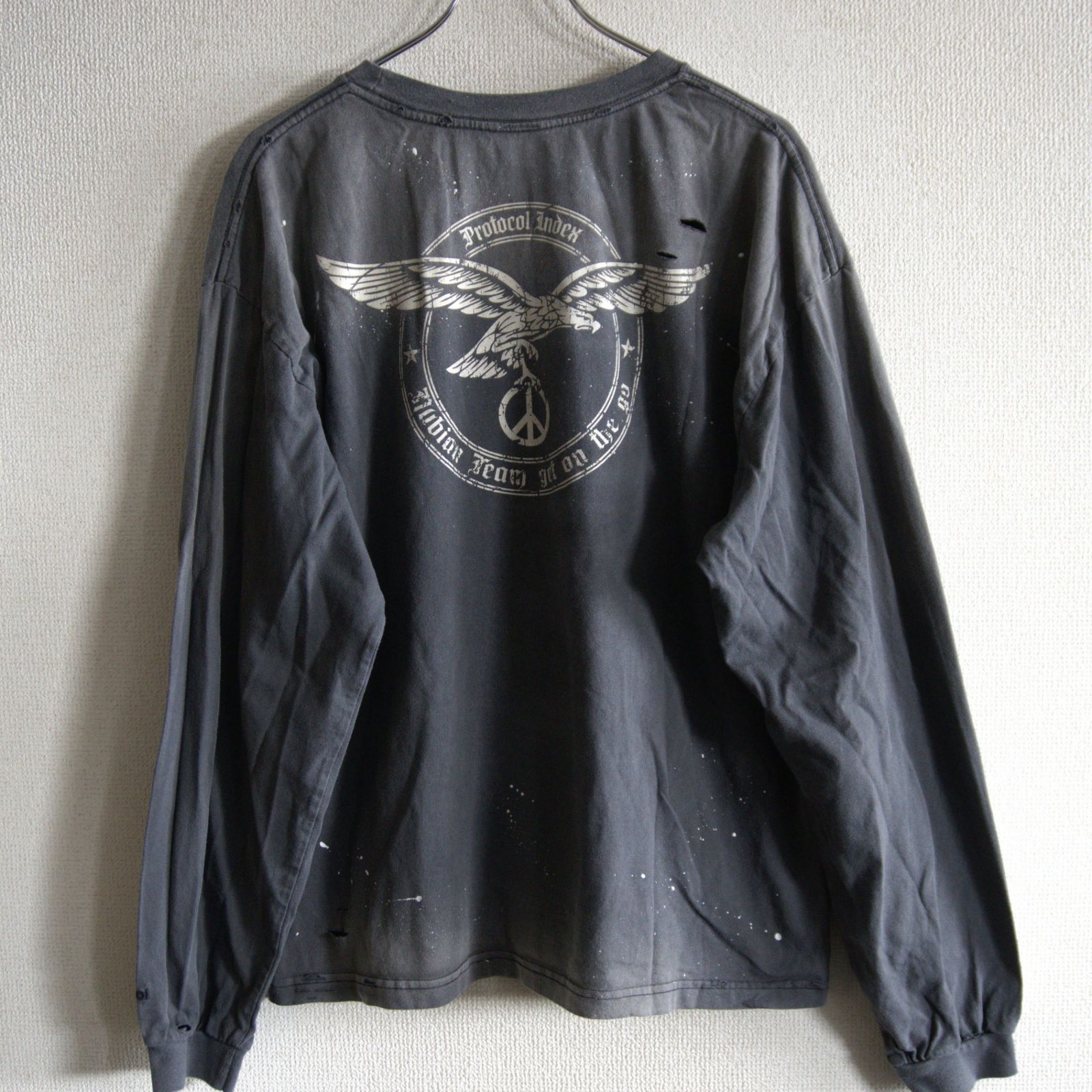 【美品】protcol index【VINTAGE OVERDYED LONGSLEEVE/2】2 プロトコルインデックス エイジング加工 ロンT 26060209