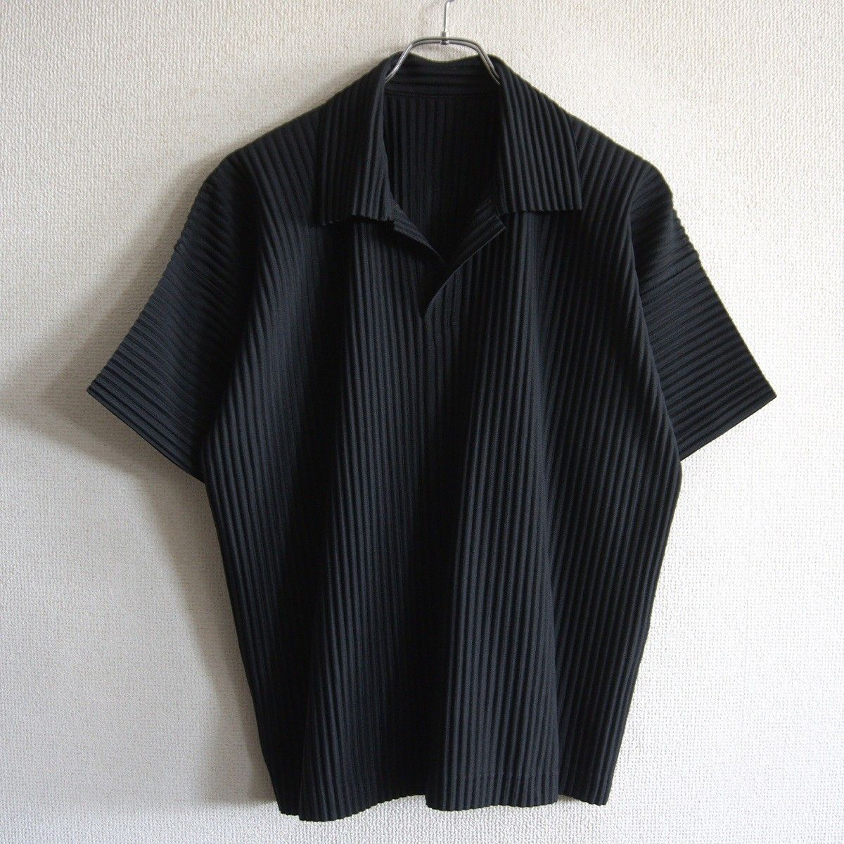 美品】 HOMME PLISSE ISSEY MIYAKE【プリーツ シャツ】2 ブラック