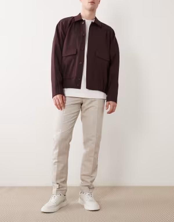 エイソス メンズ ボトムス カジュアルパンツ リネン ASOS DESIGN linen rich slim dress pants in stone ストーン