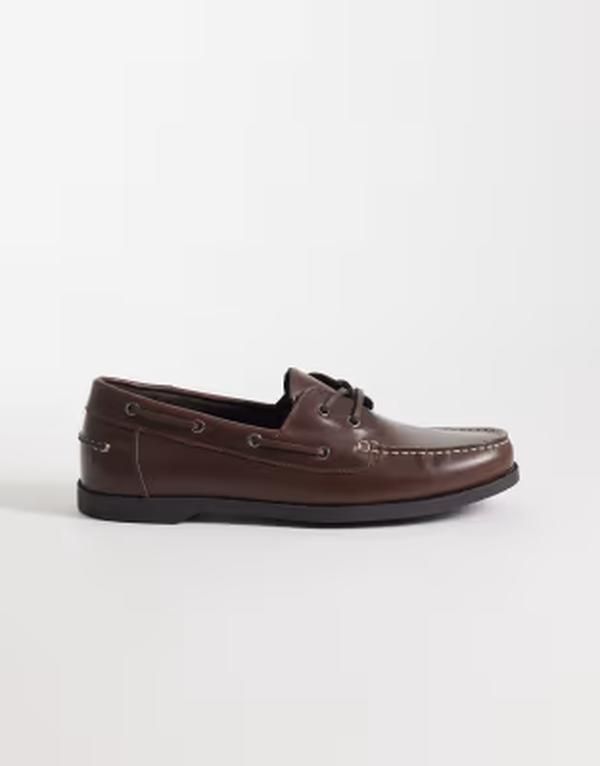 マンゴ メンズ シューズ スリッポン・ローファー コントラスト レース レザー Mango 100 leather laceup loafers with contrastitch BROWN ブラウ