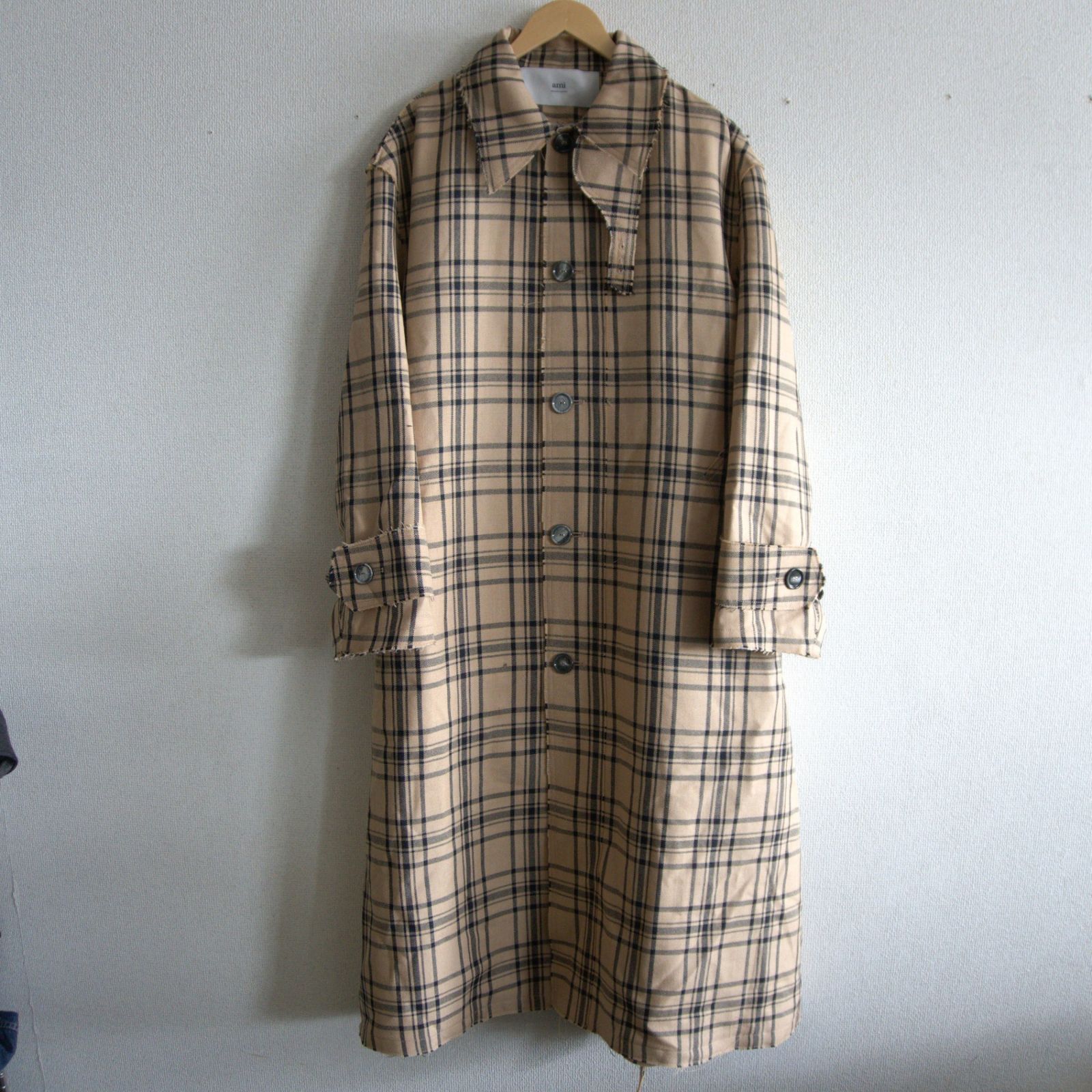美品】ami Alexandre Mattiussi【Checked Wool Gabardine Belted Mac