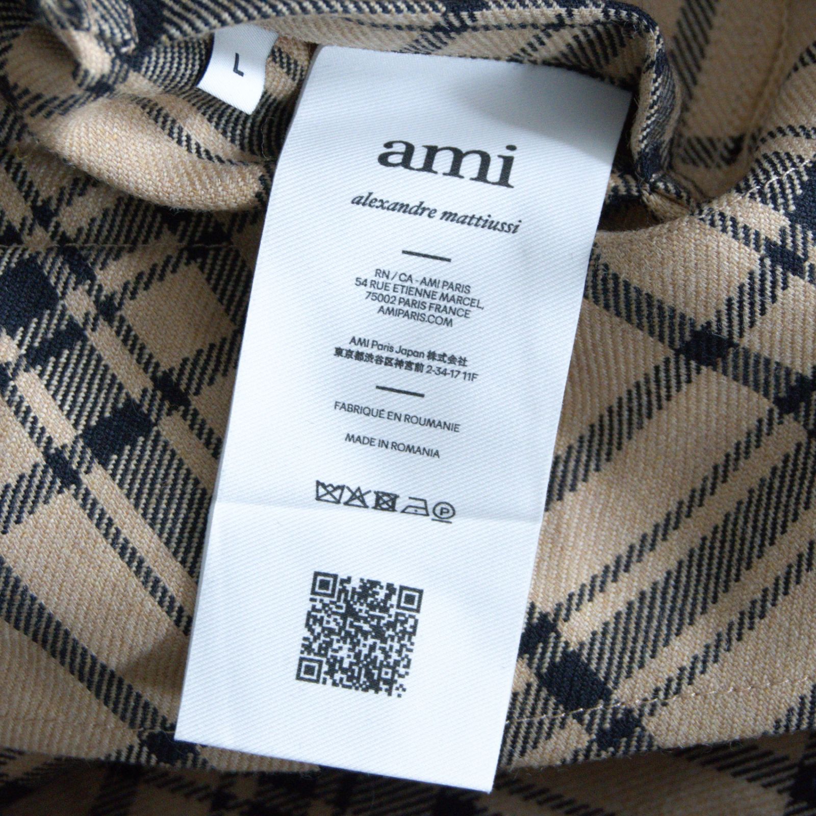 美品】ami Alexandre Mattiussi【Checked Wool Gabardine Belted Mac