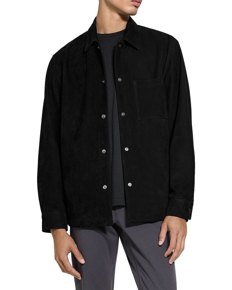 セオリー メンズ トップス シャツ スエード Theory Suede Snap Overshirt Black ブラック