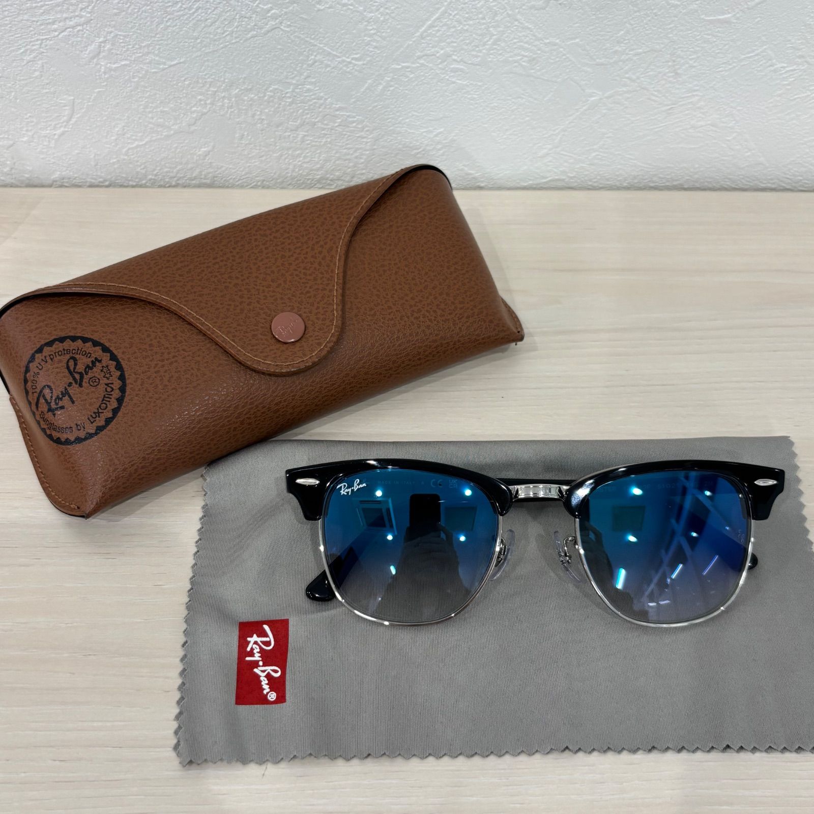 (r) 【美品】Ray Ban レイバン サングラス RB3016 CLUBMASTER 1354/3F 51◻︎21-145 度なし イタリア製/3577