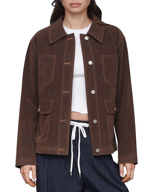 アヴェックレフィーユ レディース アウター ジャケット・ブルゾン スエード Avec Les Filles Faux Suede Barn Jacket Espresso
