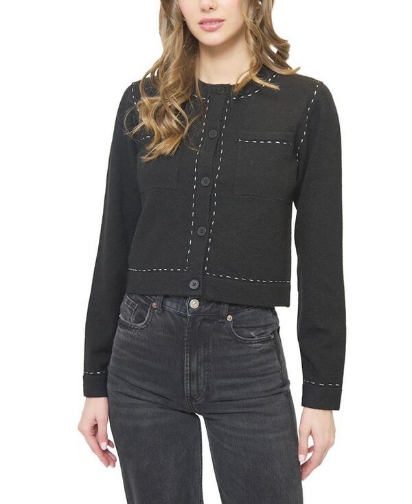 セントラルパークウェスト レディース アウター カーディガン Central Park West Womens Crystalurex Whipstitch Cardigan Black ブラック