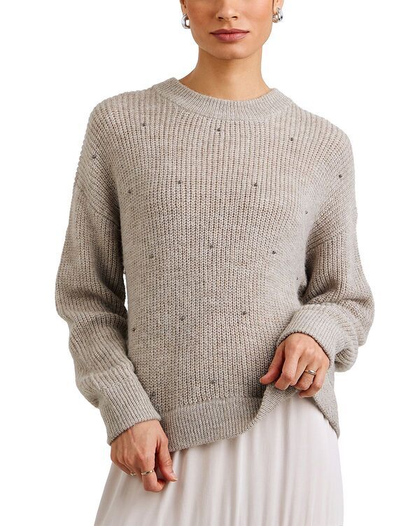 ベラダール レディース アウター ニット・セーター クルーネック Bella Dahl Beaded Crewneck Sweater Hazel Wood