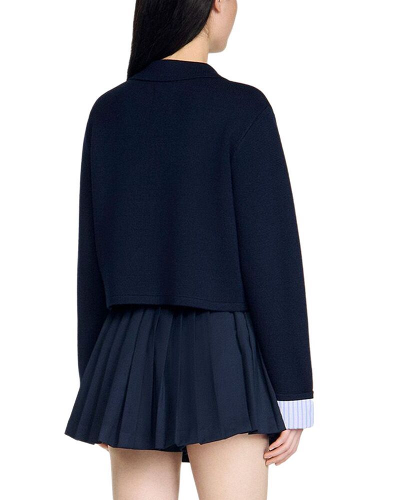 サンドロ レディース アウター カーディガン ポロシャツ Sandro Polo Cardiganavy Blue ネイビー