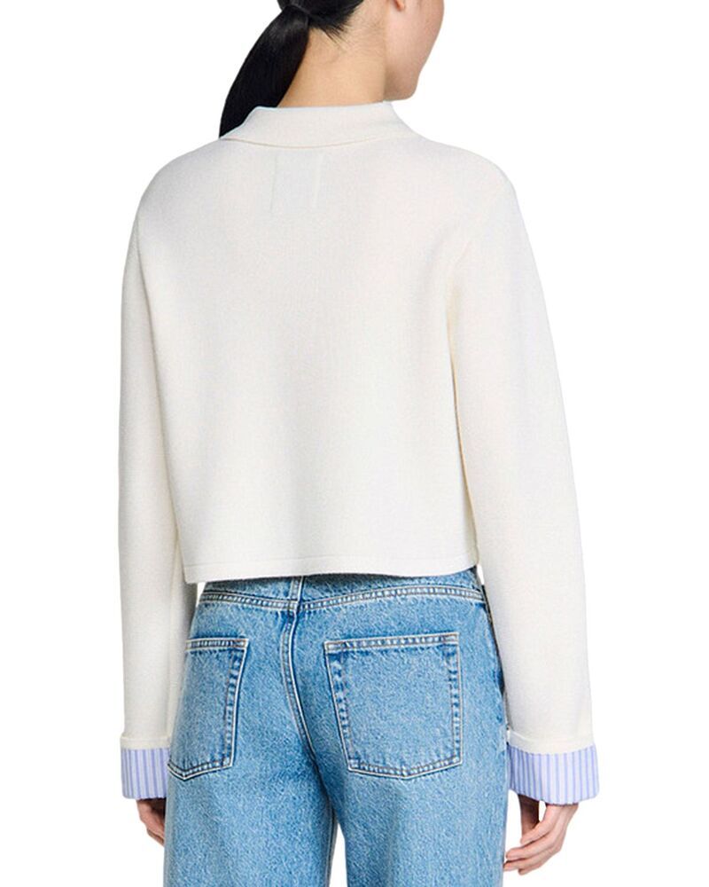 サンドロ レディース アウター カーディガン ポロシャツ Sandro Polo Cardigan Ecru エクリュ