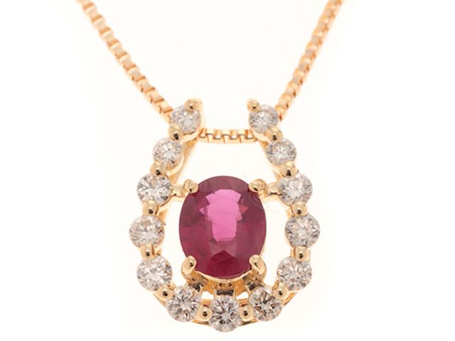 JEWELRY ジュエリー ノンブランドネックレスK18/R0.23/D0.14/2.0g ﾈｯｸﾚｽ ネックレス K18ゴールド K18 ゴールド ゴールド レディース【中古】472