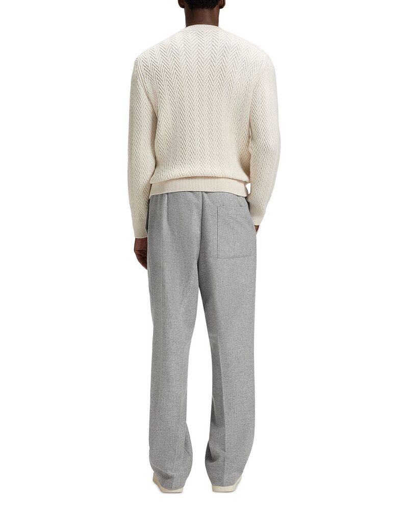 ボス メンズ アウター ニット・セーター クルーネック BOSS Hitalo Textured Crewneck Sweater Open White ホワイト