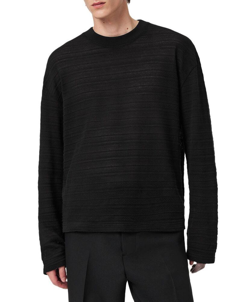 オールセインツ メンズ アウター ニット・セーター クルーネック ALLSAINTS Cove Crewneck Sweater Jet Black ブラック