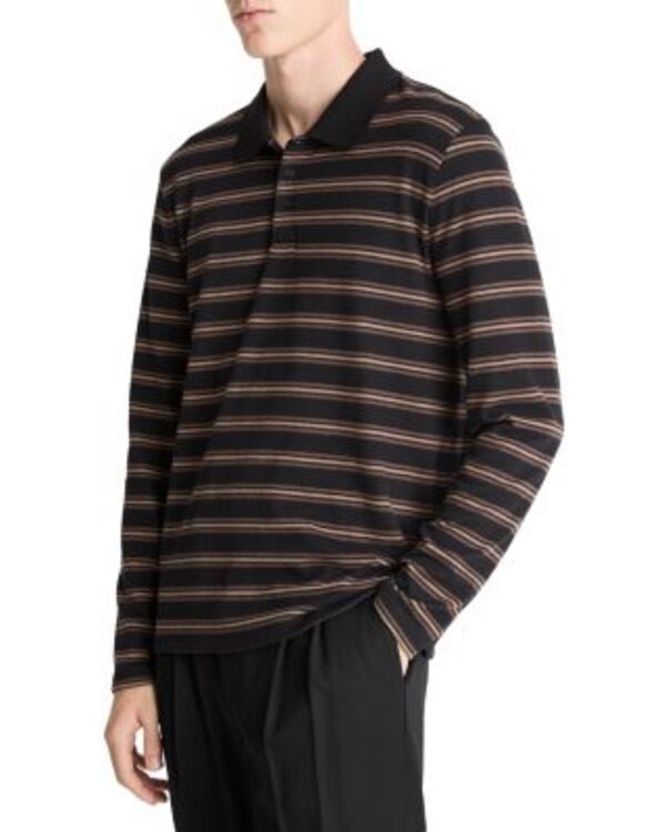 ヴィンス メンズ アウター ニット・セーター ポロシャツ Vince Long Sleeve Polo Sweater Black Combo ブラック