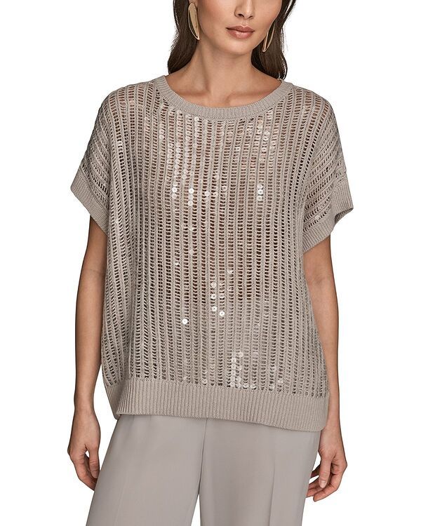 ダナ キャラン ニューヨーク レディース アウター ニット・セーター クルーネック スパンコール Donna Karanew York Open Weave Sequin Crewneck Sweat