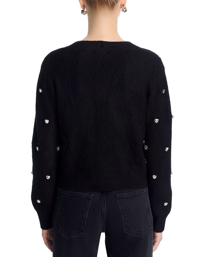 アクア レディース アウター カーディガン Vネック セーター AQUA Heart Stone V Neck Cardigan Sweater Exclusive Black ブラック アクア レディース アウター カーディガン Vネック セーター AQUA Heart Stone V Neck Cardigan Sweater Exclusive Black ブラック