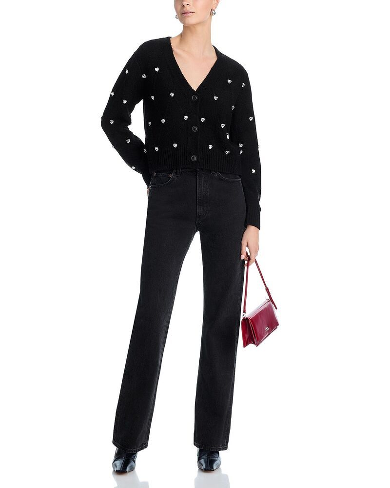 アクア レディース アウター カーディガン Vネック セーター AQUA Heart Stone V Neck Cardigan Sweater Exclusive Black ブラック アクア レディース アウター カーディガン Vネック セーター AQUA Heart Stone V Neck Cardigan Sweater Exclusive Black ブラック