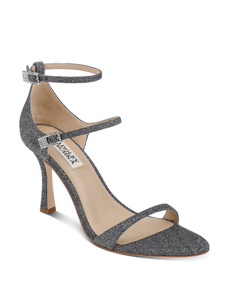 バッジェリーミシュカ レディース シューズ サンダル Badgley Mischka Womens Valencia Strappy Sandals Pewter Glitter ピューター