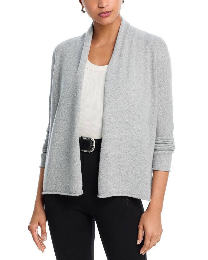 アクア レディース アウター カーディガン セーター AQUA 100 Cashmere Open Cardigan Sweater Exclusive Light Grey グレー