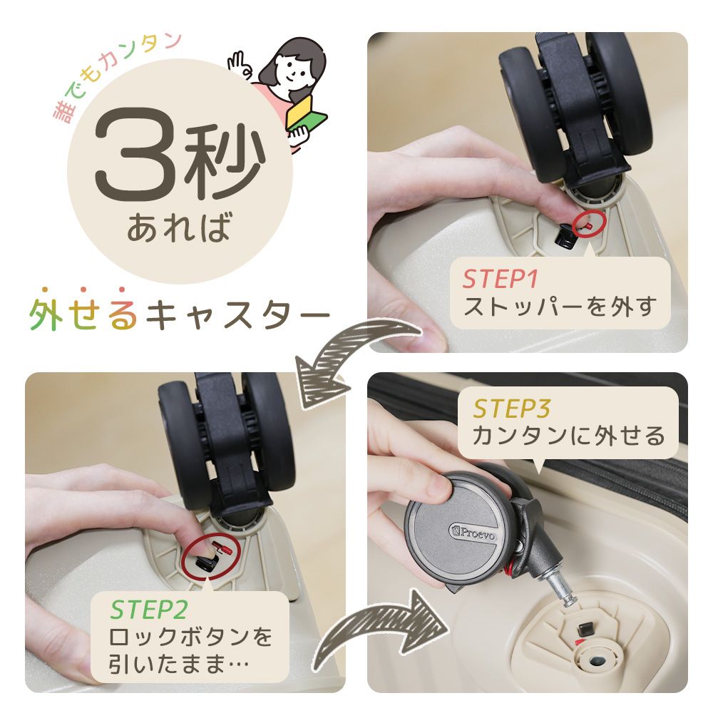 スーツケース 大型 Lサイズ 受託手荷物 取り外しできる キャスター 軽量 大容量 静音8輪 ストッパー ドリンクホルダー 静音 海外 国内 旅行 ビジネス 88L 97L Proevo TWO-TONE 10004E