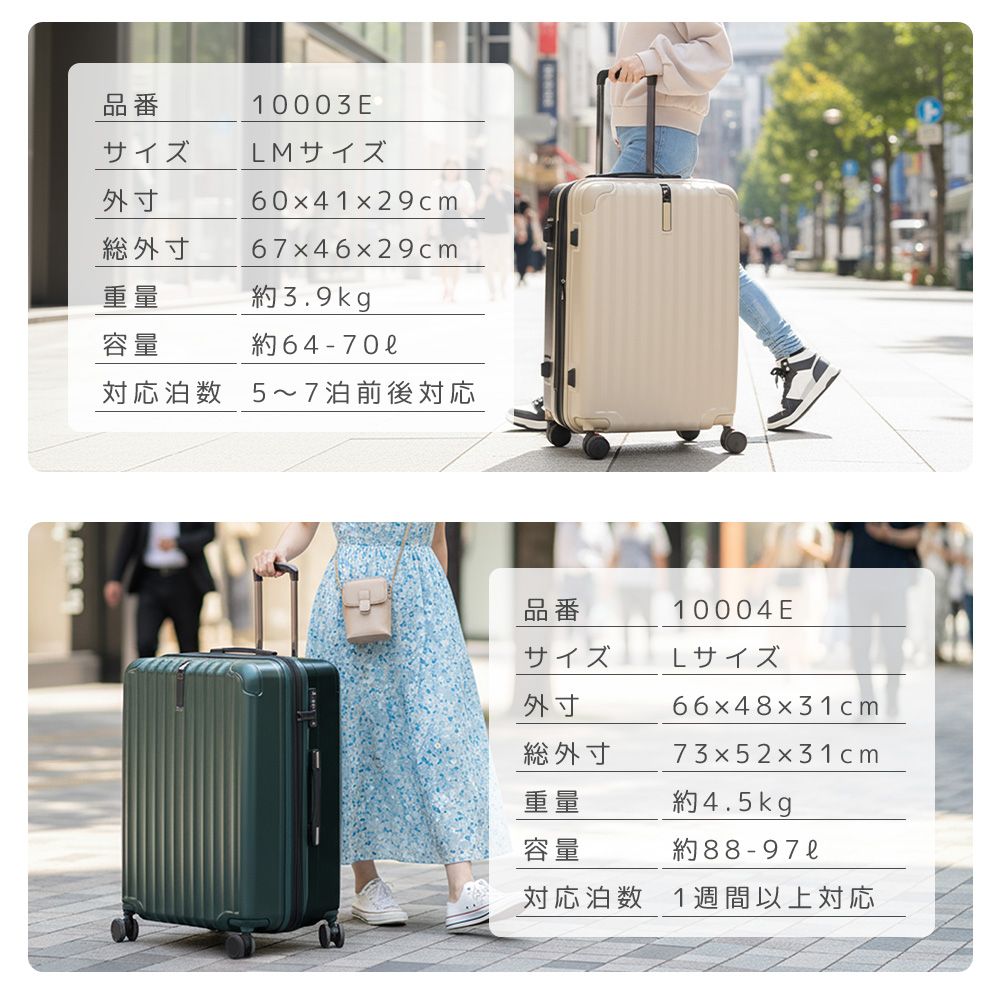 スーツケース 大型 Lサイズ 受託手荷物 取り外しできる キャスター 軽量 大容量 静音8輪 ストッパー ドリンクホルダー 静音 海外 国内 旅行 ビジネス 88L 97L Proevo TWO-TONE 10004E