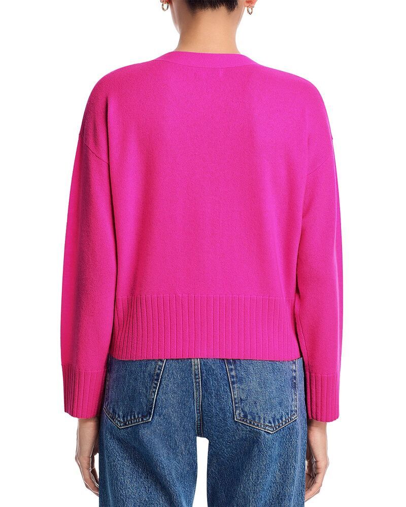 アクア レディース アウター カーディガン Vネック AQUA 100 Cashmere V Neck Cardigan Exclusive Wild Strawberry アクア