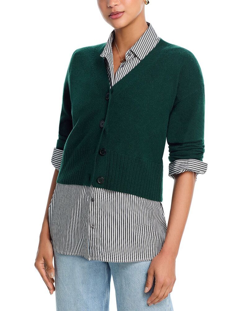 アクア レディース アウター カーディガン Vネック AQUA 100 Cashmere V Neck Cardigan Exclusive Deepine アクア