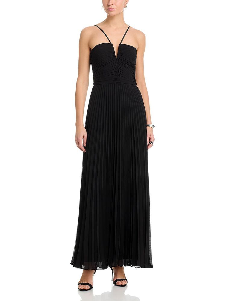 アクア レディース トップス ワンピース Vネック シフォン AQUA V Neck Chiffon Dress Exclusive Black ブラック