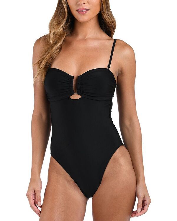 ラジャンス レディース 水着 上下セット LAGENCE Emilia Solid Bandeau V Wire One Piece Swimsuit Black ブラック