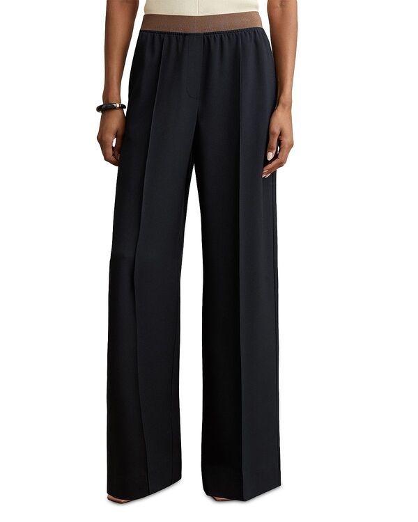 レイス レディース ボトムス カジュアルパンツ ワイドレッグ プチ REISS Petite Mid Rise Wide Leg Pants Navy ネイビー
