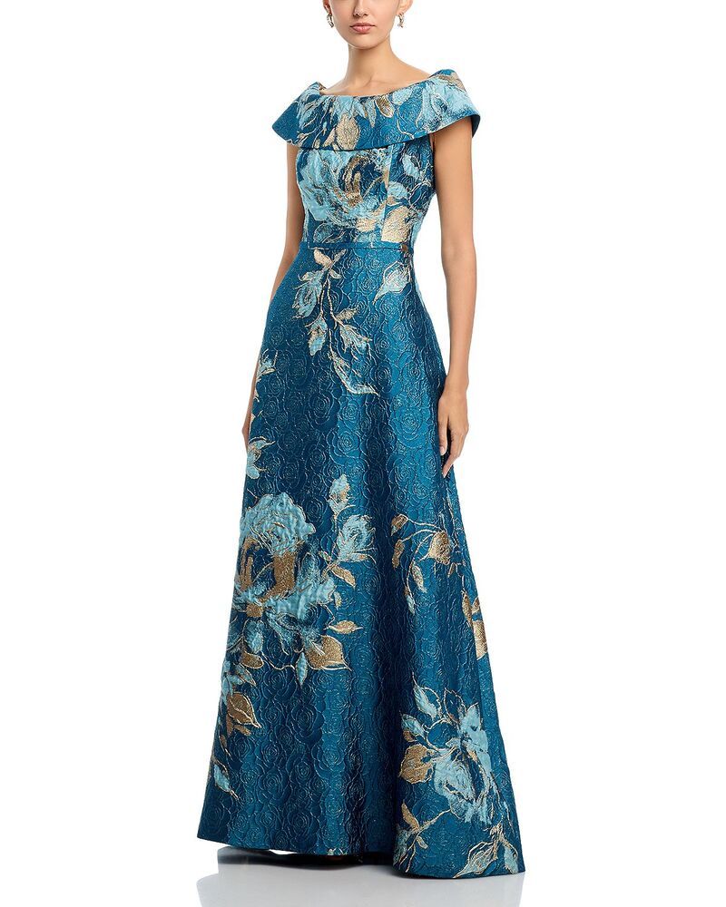 テリジョンバイリッキーフリーマン レディース トップス ワンピース フラワー柄 トール フラワー Teri Jon by Rickie Freeman OfftheShoulder Metallic