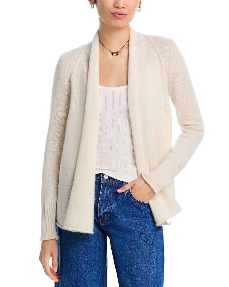 アクア レディース アウター カーディガン ドレープ AQUA 100 Cashmere Drape Front Cardigan Exclusive Ash アッシュ