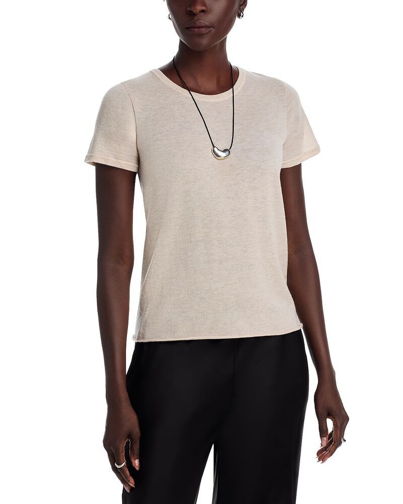 マジェスティック レディース トップス Tシャツ クルーネック Majestic Filatures Cashmere Crewneck Tee Nougat