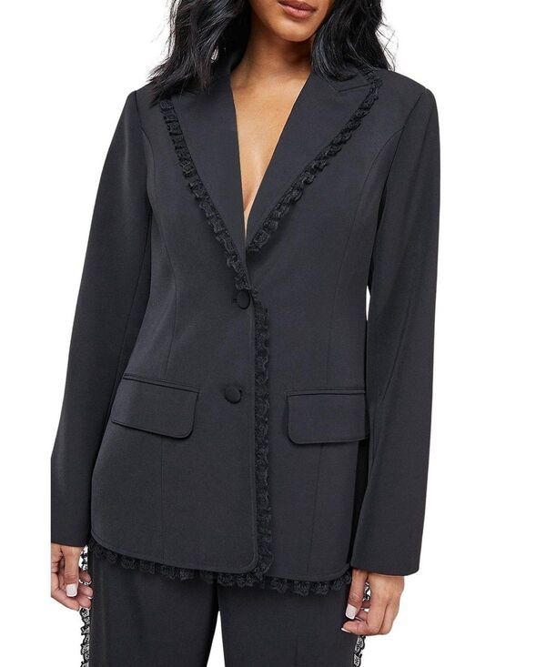ウエアハウス レディース アウター ジャケット・ブルゾン ブレザー レース Warehouse Oversized Lace Frill Trim Blazer Black ブラック