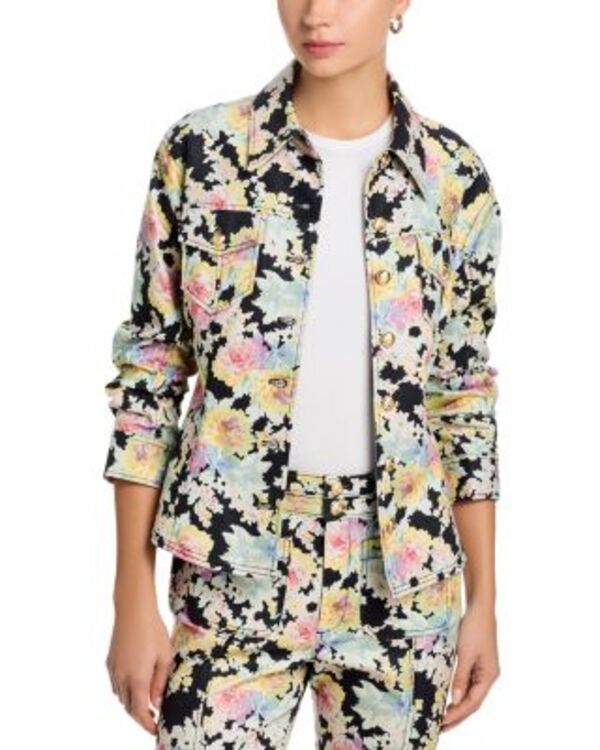 サンク ア セプト レディース アウター ジャケット・ブルゾン デニム Cinq Sept Canyon Ikat Bouquet Scrunchedenim Jacket Black Multi ブ
