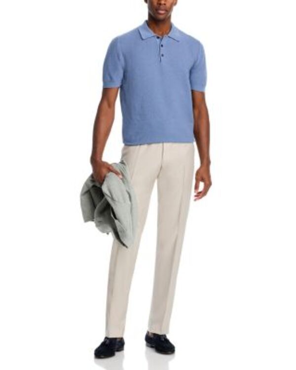 カナーリ メンズ トップス ポロシャツ コットン ニット Canali Cotton Textured Knit Polo Shirt Navy ネイビー