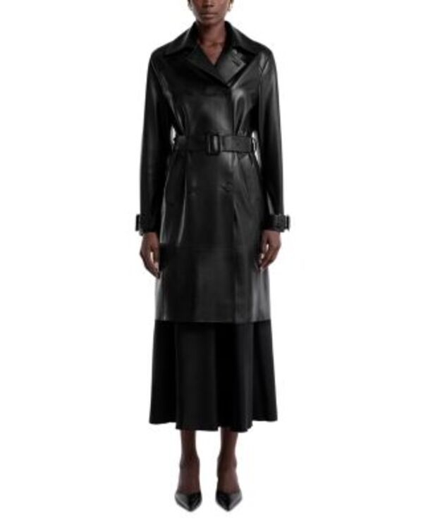 ノールハンマー レディース アウター コート レザー Nour Hammour Tate Leather Belted Coat Noir Classique