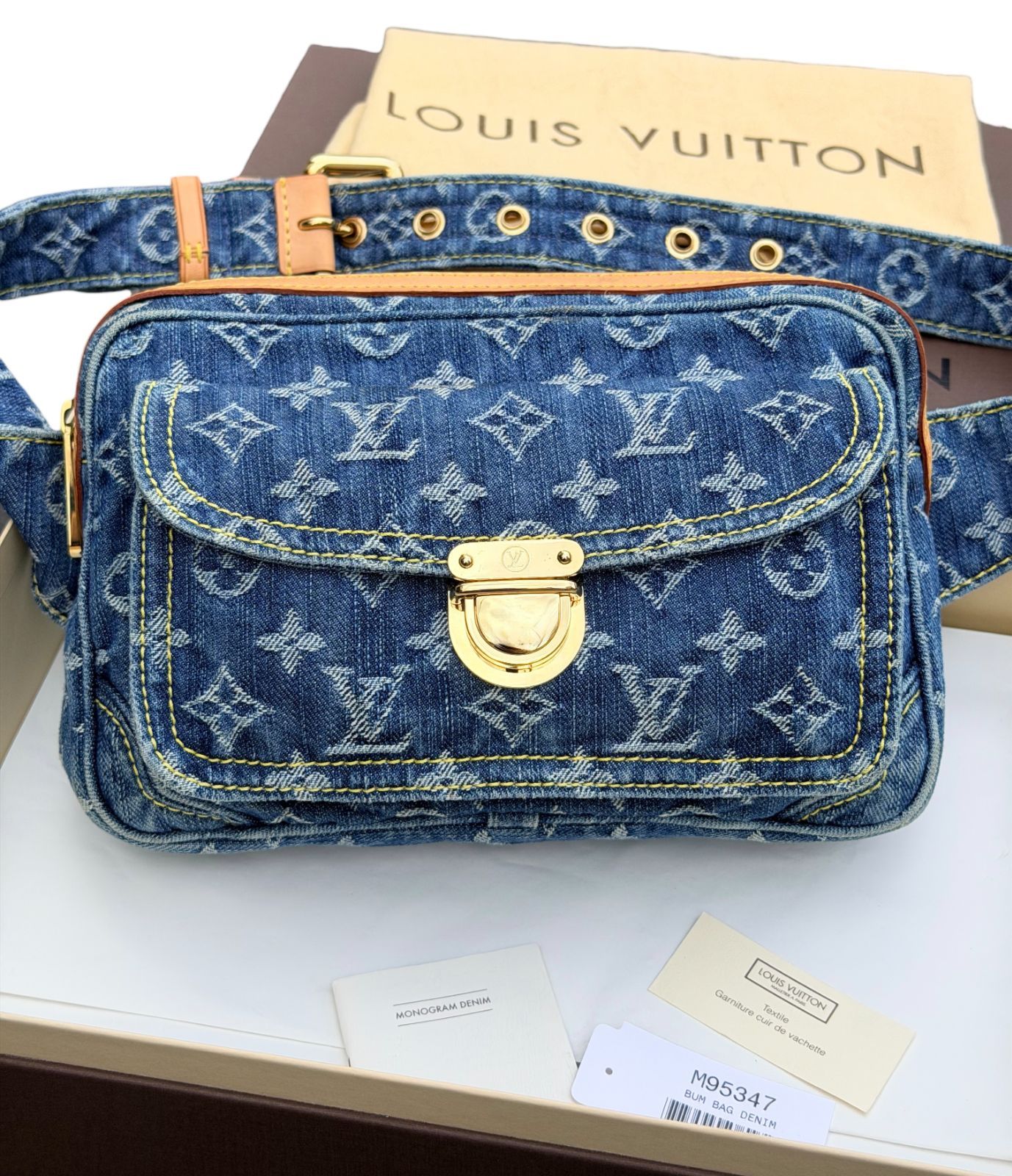 保管品◆本物LOUIS VUITTON ルイヴィトンVintageヴィンテージモノグラムデニムDenimバムバッグウエストバッグボディバッグ M95347ブルー青ユニセックス 保管品◆本物LOUIS VUITTON ルイヴィトンVintageヴィンテージモノグラムデニムDenimバムバッグウエストバッグボディバッグ M95347ブルー青ユニセックス
