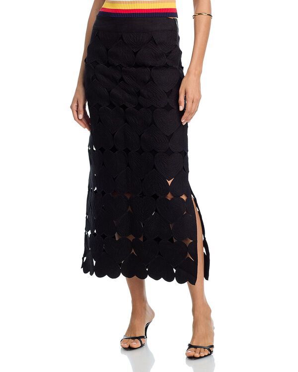 ファーム レディース ボトムスカート ミディ FARM Rio Black Hearts Midi Skirt Black ブラック