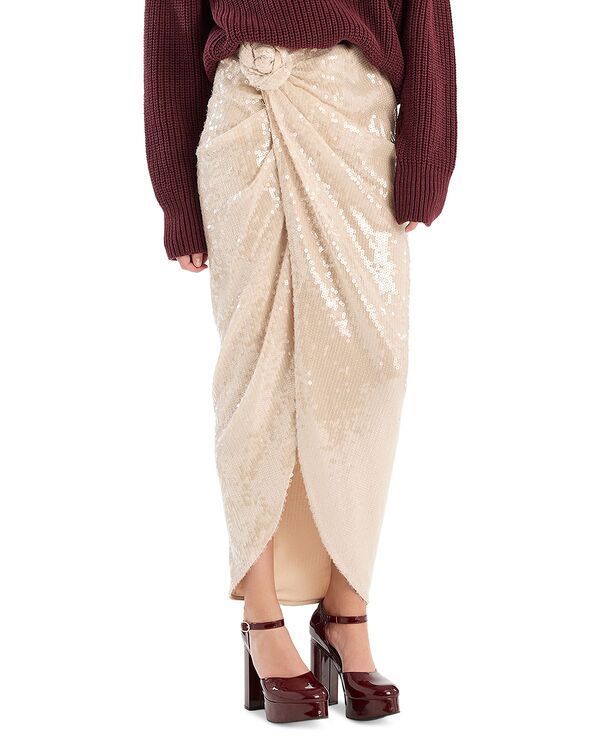 ローテート レディース ボトムスカート スパンコール マキシ ROTATE Sequined Maxi Skirt Nougat