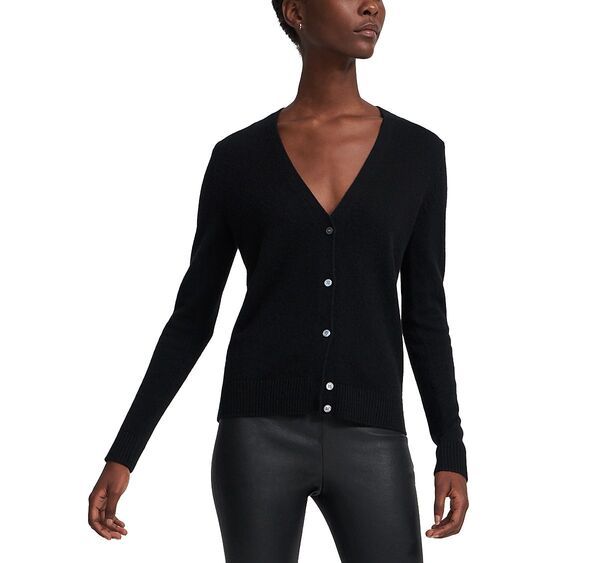 セオリー レディース アウター カーディガン Vネック Theory V Neck Cardigan in Feather Cashmere Black ブラック