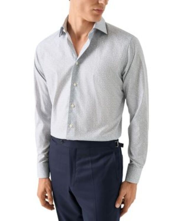 エトン メンズ トップス シャツ フラワー柄 フラワー Eton Contemporary Fit Floral Twill Shirt Medium Blue ブルー
