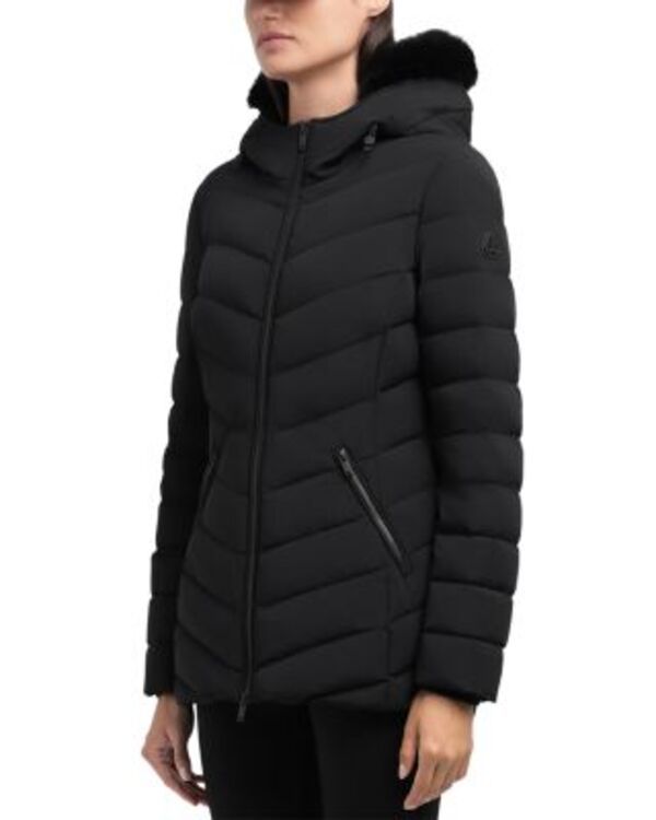ムースナックル レディース アウター ジャケット・ブルゾン ダウン Moose Knuckles Roselawn Shearling Trim Down Jacket Black ブラック